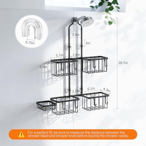 Luxspire Shower Caddy Hanging Overhead, Shower Organizer Hanging, Black - Image 2