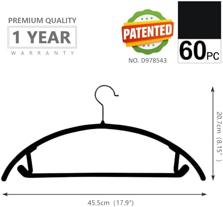 MIZGI Velvet Hangers 60 Pack, Patented Rounded Shoulder Sweater Hangers - Image 2