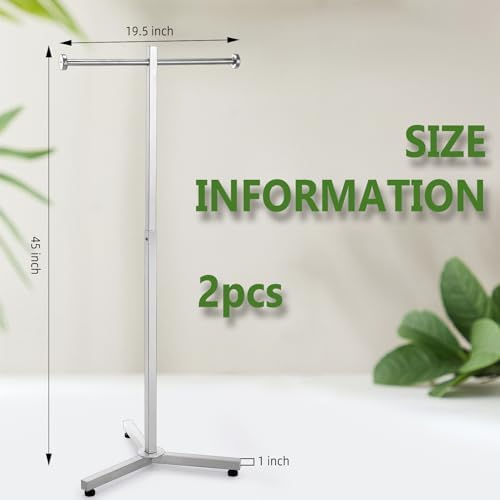 Blulu 2 Pcs Heavy Duty Adjustable Shopping Bag Rack Metal Rack for Retail Store Chrome Handbag Display Stand for Trade Show Boutique Small Business, 45 Inch (Silver) - Image 2