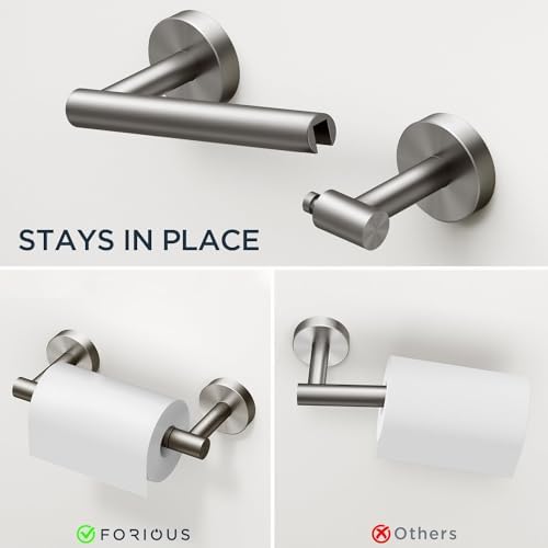 FORIOUS Bathroom Accessories, 4-Piece Bathroom Hardware Set - 18" Towel Bar - Image 5