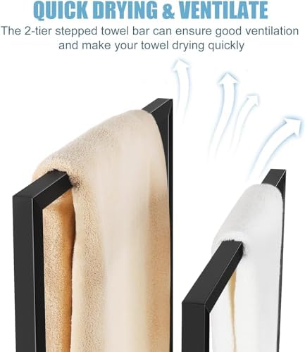 Towel Racks for Bathroom, 2 Tier Standing Stainless Steel Towel Racks Stand for Bathroom, Hand Towel Drying Rack Holder, Towel Bar Stand Blanket Rack, Black - Image 5