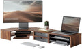 Fenge Dual Monitor Stand, Corner Desk Shelf with Drawer & Slide-Out Tray by Fenge