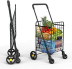 Our Modern Space Shopping Cart & 360° Swivel Wheels | Foldable Collapsible & Lightweight | Perfect for Groceries Laundry Utility Cart - Black by OurModernSpace
