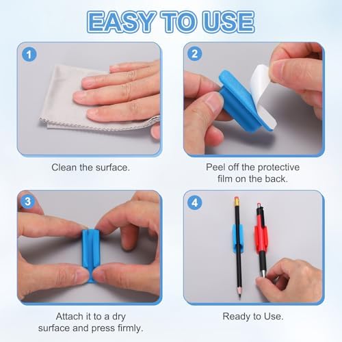 PATIKIL Adhesive Pen Holders, 48 Pack Silicone Flexible, Green - Image 4