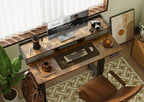 Claiks Standing Desk with Drawers & Wheels, 2 Height Shelf 40" Rustic Brown - Image 2
