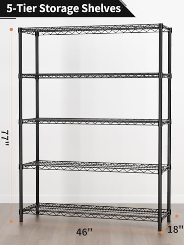 Golpart 5Tier Adjustable Storage Shelves Metal Wire Shelving Standing Shelf - Image 3