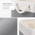 11x11 Inch Cube Storage Bins, 8 Pack Collapsible Fabric Storage Cubes with Rope Handles, Waterproof Foldable Storage Baskets for Cube Shelves, Closet, Clothes, Toys, Books, White & Gray - Image 4