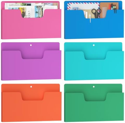 MFTEK Magnetic File Holder 6 Pockets Paper Holder, Hanging File Organizer Horizontal Magnetic Mail Letter Folder Office Supplies Storage for Cabinets, Whiteboard, Refrigerator (Light Color) by MFTEK