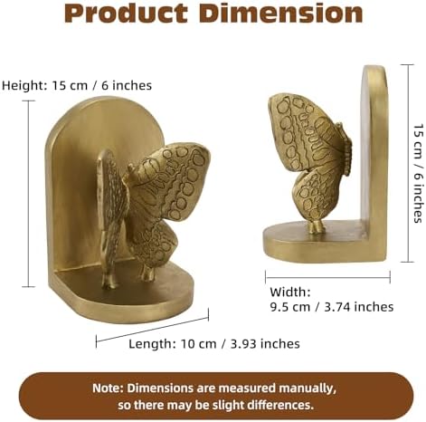 Gold Butterfly Bookends, Vintage Butterfly Book Ends for Heavy Books - Image 3