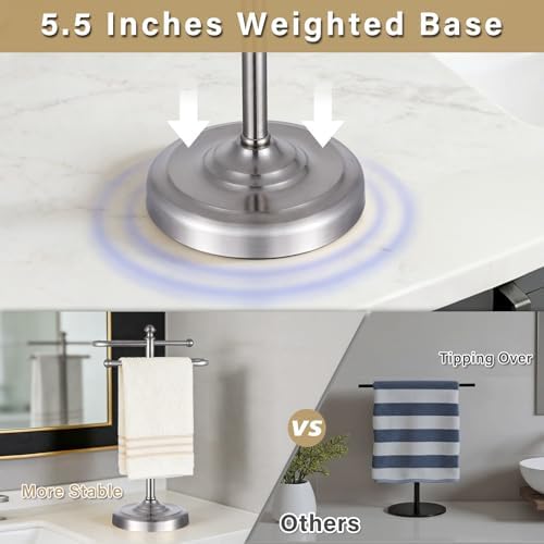 Hand Towel Holder Stand for Bathroom Countertop,S-Shape Bar,Brushed Nickel - Image 4