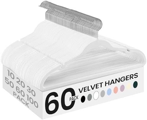 SONGMICS Velvet Hangers 60 Pack, Non-Slip Clothes Hangers, Space-Saving by SONGMICSbySONGMICSHOME