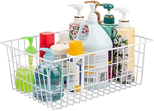 15.2" Metal Wire Baskets for Organizing 6 Pack, Household Pantry Storage Freezer Organizer Bins with Handles, Freezer Baskets for Upright Freezer, Refrigerators, Kitchen Cabinets, White - Image 5