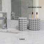 Better Trends 2-Piece Bathroom Accessory Set – Toothbrush Holder & Bubble Textured Tumbler Cup, Unbreakable Plastic Vanity Organizer for Modern Bathroom Countertop Décor Gray Nova Collection - Image 3