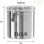 Oggi Jumbo 8" Stainless Steel Flour Clamp Canister - Airtight Food Storage Container Ideal for Kitchen & Pantry Storage of Flour or other Bulk, Dry Foods. (Pack of 3) - Image 4