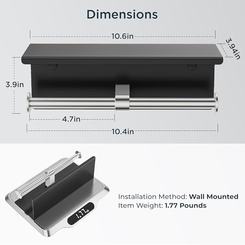 FORIOUS Toilet Paper Holder with Shelf, Commercial Toilet Paper Dispensers - Image 3