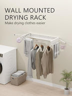 JOOM Wall Mounted Clothes Drying Rack,31.5 Inch Foldable Rack,White,Poles - Image 2