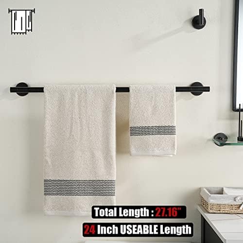 JQK Oil Rubbed Bronze Towel Bar, 24 Inch 304 Stainless Steel Thicken 0.8mm Towel Rack Bathroom, Towel Holder Wall Mount, Total Length 27 Inch, TB110L24-ORB - Image 3