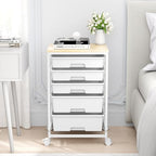 SYKIARIOL Rolling Cart with Drawers, 5 Drawers Utility Cart, Bright White - Image 2