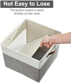 Bagnizer Storage Cubes, 4 Pack Linen Foldable Storage Bins with Clear Window and 2 Handles, 13x15x13 Storage Cube Bins for Shelf Closet, Kallax, Clothes, Books - (Gray / Off-White) - Image 5