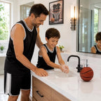 4-Piece Sports Bathroom Accessories Set Complete with Basketball Lotion/Soap Dispenser,Soccer Bath Cup/Tumbler,Base Ball Soap Dish,Football Toothbrush Holder - Image 3