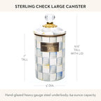 MACKENZIE-CHILDS Enamel Canister, Large, Gray-and-White Sterling Check - Image 4