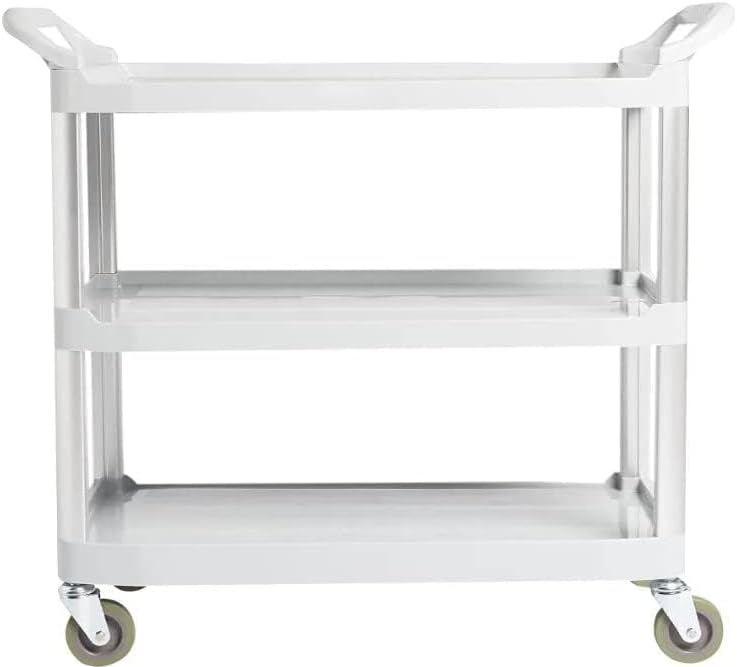 Amazon Basics 3-Tier Rolling Utility Cart with Wheels, Commercial Grade, Storage Cart with 400 lbs Loading Capacity, Portable Mobile Shelving, Gray - Image 2