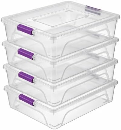 novelinks 10 Quart Clear Plastic Storage Containers with Lids (4 Pack) by novelinks