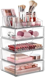Vtopmart 5 Tier Clear Plastic Makeup Organizer with 4 Drawers by Vtopmart