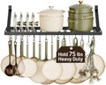 KES 75 lb High-Capacity Pot Rack Wall Mounted with Pot Lid Holder 34 Inch by KES