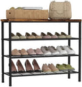 4-Tier Metal Shoe Rack with Wood Top - Durable & Space-Saving Shoe Organizer,Industrial Shoe Organizer Shelf Bench Storagefor Closet Entryway, Bedroom & Hallway - Bronze+Black 28.5 W × 25.5" H by Glynym