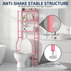 Livilord 3-Tier Over Toilet Storage Rack, Anti-Wobble, Pink - Image 6