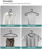 ABHENG 80 Pack Clothes Hangers, Non Slip Plastic Coat Hangers, Space Saving Hangers, Heavy Duty, Hanging Dry Wet Clothes, 16.4" x 8.3", Black, UAPY0580B - Image 6