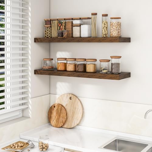 RICHFOCUS Long Floating Shelves for Wall 1Pack|Rustic Brown|40" Lx8 D - Image 2