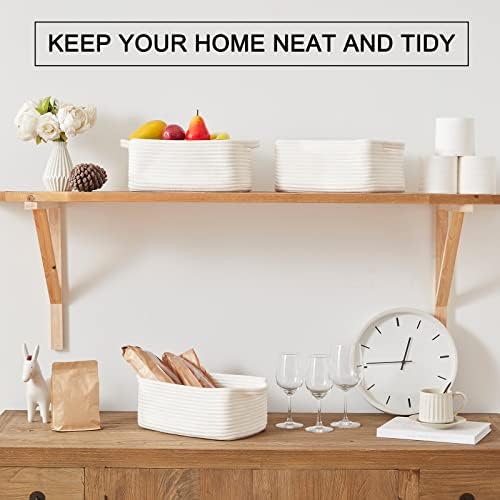 OIAHOMY 3 Pack Storage Baskets for Shelves Cotton Rope Storage Bins White - Image 2
