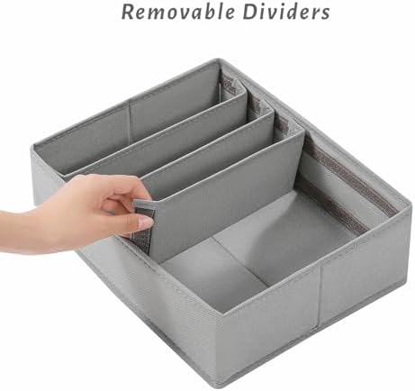 4 Packs Adjustable T-shirt Drawer Organizers for Clothing with 6 Adjustable Dividers, 7 Grids Wardrobe Storage Box, DIY Clothes Organizer for Folded Clothes, T-shirt, Legging - Image 2