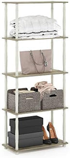Furinno Turn-N-Tube 5-Tier Multipurpose Shelf / Display Rack / Storage Shelf / Bookshelf, Classic Tubes, Sonoma Oak/White - Image 5