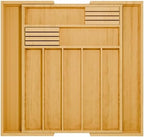 Bamboo Kitchen Drawer Organizer - Bamboo Expandable Drawer Organizer Utensil Holder & Cutlery Tray - Adjustable Wood Drawer Dividers Organizer for Silverware, Flatware, Knives (9 Slot) by Unknown
