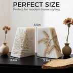 Heavy Duty Book Ends for Shelves, Decorative Book Ends for Heavy Books, Resin Modern Bookends with Marble Texture & Gold Botanical Detail, Minimalist Bookends for Home Decor, Set of 2 - Image 3