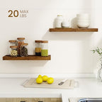 Dreamland Floating Shelves, 20Inch Rustic Wooden Wall Shelves for Bathroom|Bedroom|Kitchen, 2 Pack Deep Wall Mounted Book Shelf, Wood Storage Display Shelf for Home Decor, Rustic Brown - Image 2