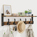 Homode Coat Rack Wall Mount, 29 Inch Long Shelf with Hooks, Rustic Brown by Homode