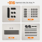 EUREKA ERGONOMIC 316PCS Under Desk Metal Cable Kit, Black - Image 4