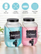 NiHome 2 Pack Glass Laundry Detergent Dispensers, 4L (1 Gallon) Glass Jars - Image 2