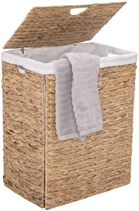 Seville Classics Premium Natural Handwoven Portable Laundry Bin Basket with Carrying Handles, Natural Water Hyacinth, Rectangular, Volume: 2.5 bushels or 3.1 cu. ft, 18.5" W x 12.2" D x 24" H - Image 4
