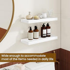 Dreamland Floating Shelves, 20Inch Rustic Wooden White Wall Shelves for Bathroom|Bedroom|Kitchen, Deep Wall Mounted Book Shelf, Wood Storage Display Shelf for Home Decor, Set of 2 - Image 4