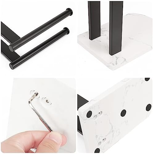 NearMoon Hand Towel Holder with Balanced Marble Base, SUS304 Stainless Steel Stand Towel Ring L Shape Hand Towel Rack Free-Standing Towel Bar for Bathroom Kitchen Countertop (Double Rod, Matte Black) - Image 3