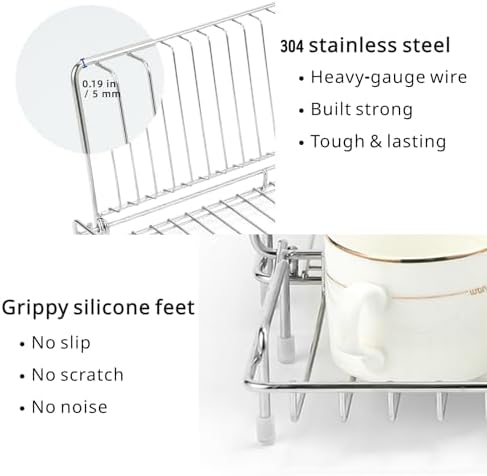 Collapsible Dish Drying Rack Stainless Steel for Kitchen Counter - Image 5