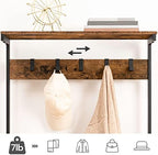 HOOBRO Hall Tree with Bench, Coat Rack with Shoe Storage, Shoe and Coat Rack, 5-Tier Entryway Shoe Storage, 5 Hooks, for 12-16 Pairs, Industrial, Hallway, Foyer, Mudroom, Rustic Brown BF74MT01 - Image 4