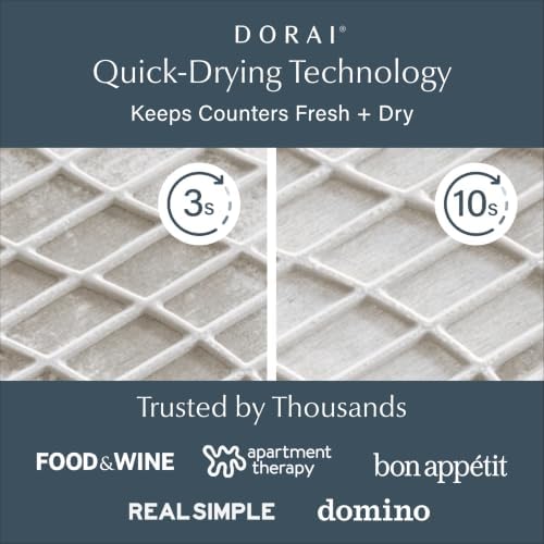Dorai Home Collapsible Dish Drying Rack with Stone Dish Pad - Kitchen Counter Set with Diatomaceous Earth Stone Dish Mat for Quick Drying - Space-Saving Design - Large 24.6" x 16.5", Sandstone - Image 2