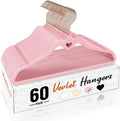 HOUSE DAY Pink Velvet Hangers 60 Pack, Non Slip Flocked Felt Hangers, Sturdy Velvet Clothes Hanger, Cute Heart Heavy Duty Coat Hanger, Ultra Slim Pink for Closet Space Saving by HOUSEDAY
