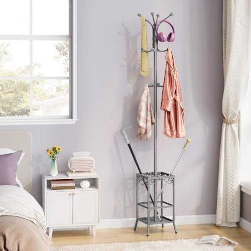 Hoctieon Coat Rack Freestanding, Coat Tree with Umbrella Holder - Image 6